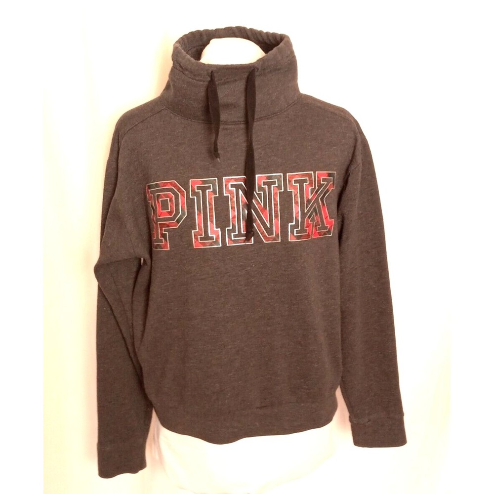 PINK   Victoria's Secret Gray Sweatshirt with Red Plaid Letters Size Medium VGUC